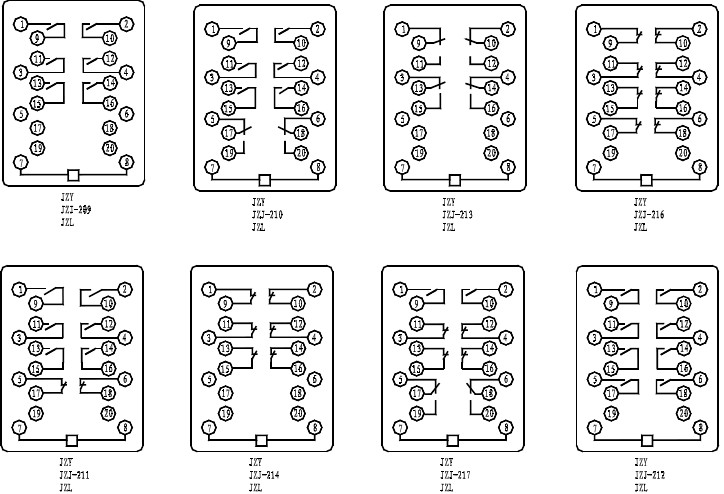 JZJ-208,JZY-208中間繼電器接線圖圖