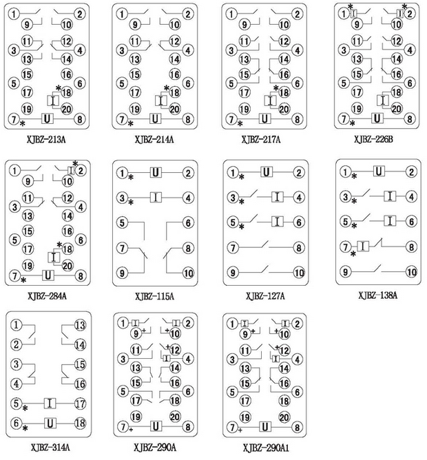 XJBZ-213A中間繼電器內(nèi)部接線圖
