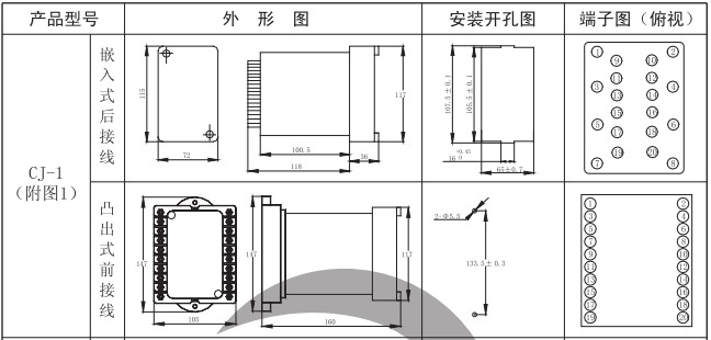 XJBZ-213A中間繼電器繼電器外形尺寸和開孔尺寸