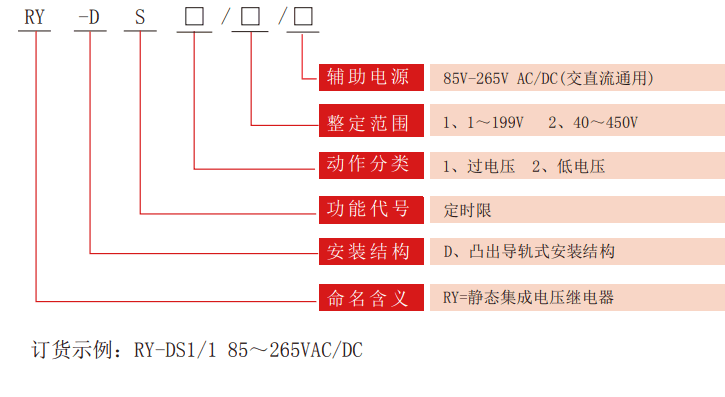 RY-DS定時(shí)限型電壓繼電器型號(hào)分類(lèi)
